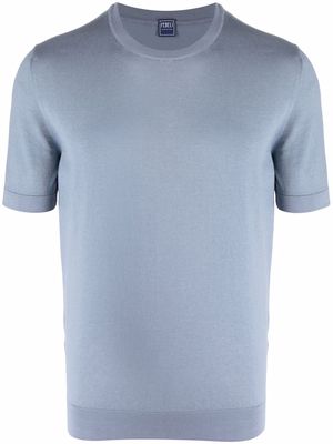 Fedeli short-sleeve fitted jumper - Blue