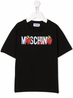 Moschino Kids embroidered-logo embellished T-Shirt - Black