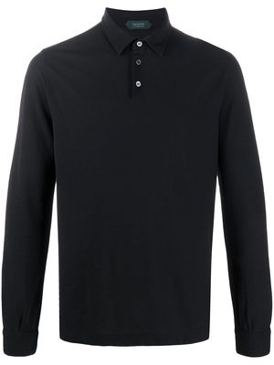 Zanone long-sleeved polo shirt - Black