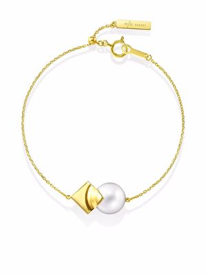 TASAKI 18kt yellow gold M/G TASAKI SQUARE LEAF pearl bracelet
