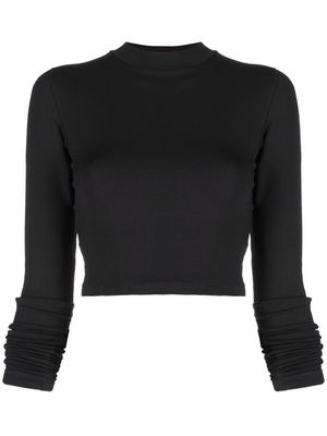 Y-3 long-sleeved cropped T-shirt - Black