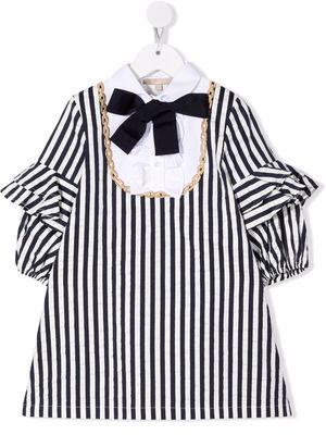 ELIE SAAB JUNIOR ruffle striped dress - White