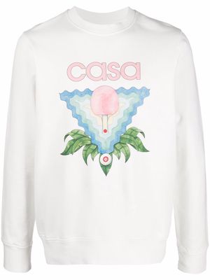Casablanca logo crew-neck sweatshirt - White