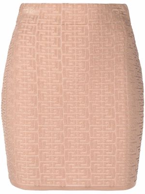 Balmain monogram-pattern fitted miniskirt - Neutrals