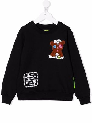 Barrow kids logo-print cotton sweatshirt - Black