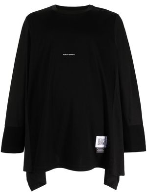 Fumito Ganryu logo-print long-sleeve draped T-shirt - Black