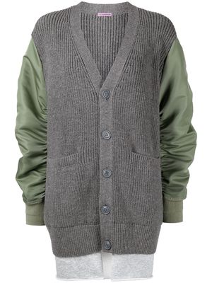 Sueundercover panelled knitted jacket - Grey
