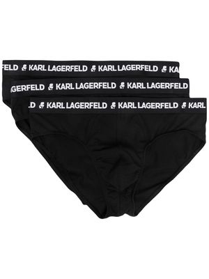 Karl Lagerfeld logo embroidered-waistband briefs set - Black