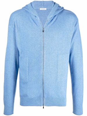 Malo cashmere-blend knit zip-up hoodie - Blue
