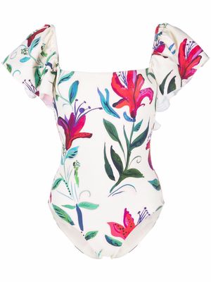 La DoubleJ floral print Scarlett Swimsuit - White