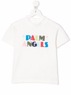 Palm Angels Kids block-lettered logo-print T-shirt - White