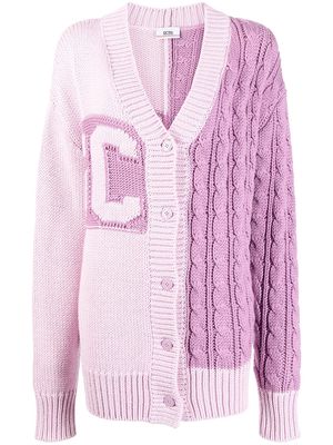 Gcds intarsia-knit V-neck cardigan - Purple