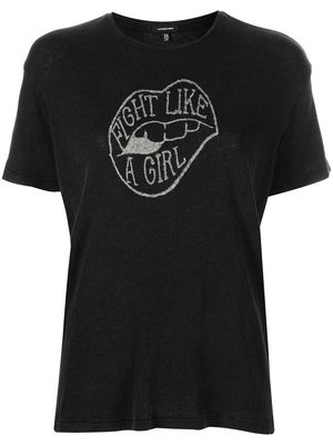 R13 'Like a Girl' print T-shirt - Black