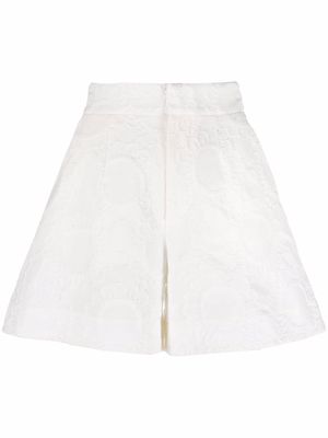 La DoubleJ high-waisted embroidered shorts - White