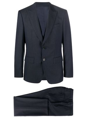 BOSS check-pattern two-piece slim suit - Blue