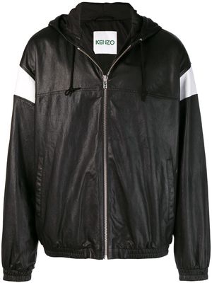Kenzo leather hooded jacket - Black