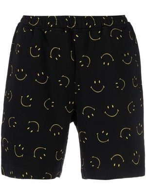 SANDRO Smiley print cotton shorts - Black