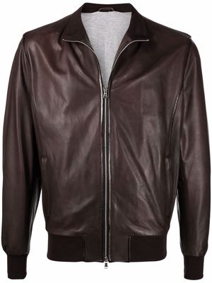 Barba leather bomber jacket - Brown
