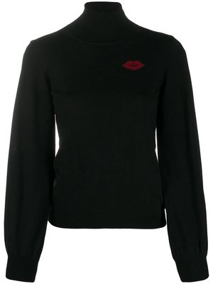 RED Valentino logo-patch roll-neck jumper - Black