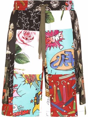 Dolce & Gabbana knee-length patchwork cargo shorts - Black
