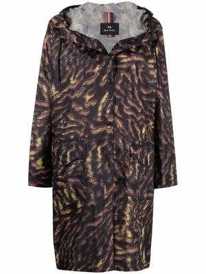 PS Paul Smith animal-print hooded raincoat - Brown