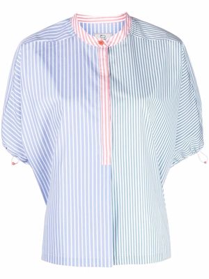 Woolrich contrast-panel striped shirt - Green