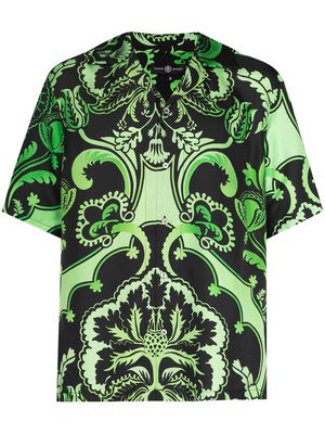 Edward Crutchley motif-print silk shirt - Green