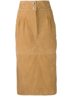 Alberta Ferretti fitted front slit skirt - Neutrals