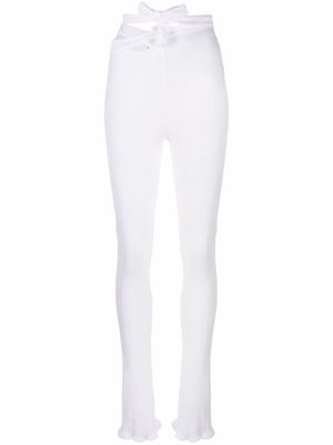 Ottolinger tie-fastening ribbed-knit trousers - White