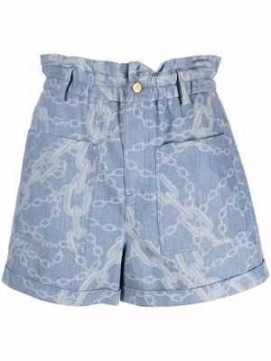 Manuel Ritz chainlink-print denim shorts - Blue