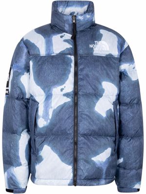 Supreme x TNF bleached denim print Nuptse jacket - Blue