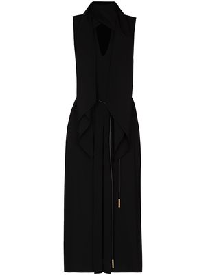 Fendi pussy-bow sleeveless midi dress - Black