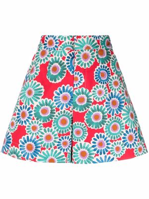 La DoubleJ high-waisted floral shorts - Red