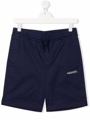Kenzo Kids logo-embroidered drawstring shorts - Blue