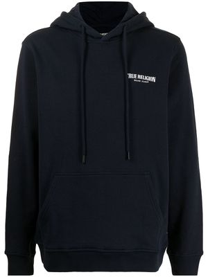 True Religion logo-print cotton-blend hoodie - Blue