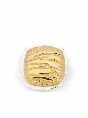 Bunney 18kt yellow gold Heavy cushion tiger ring - Silver