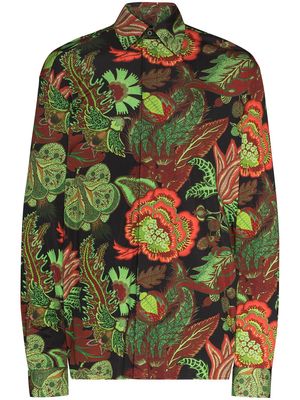 Edward Crutchley floral print spread collar shirt - Green