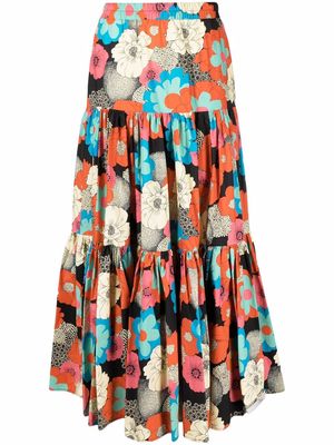 La DoubleJ floral-print maxi skirt - Red