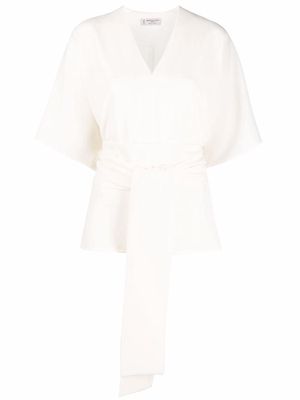 Alberto Biani tied-waist V-neck blouse - White
