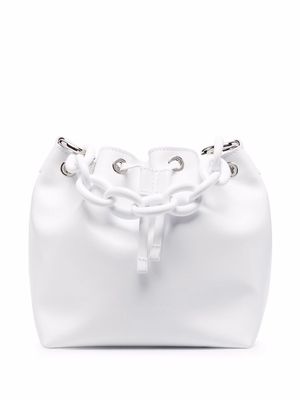 MSGM chain-link leather bucket bag - White