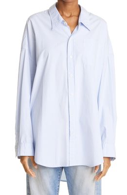 R13 Oversize Oxford Button-Up Shirt in Blue/White