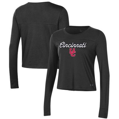 Women's Under Armour Black Cincinnati Bearcats Vault Cropped Long Sleeve T-Shirt