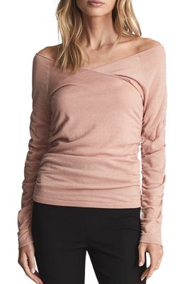 Reiss Verity Tissue Weight Wool Blend Sweater in Pink