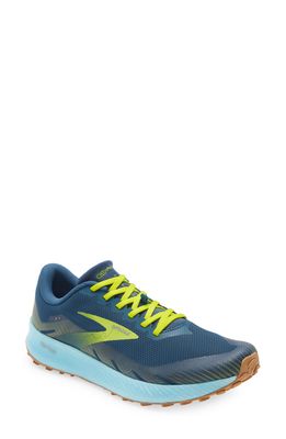 Brooks Catamount Trail Running Shoe in Blue/Lime/Biscuit