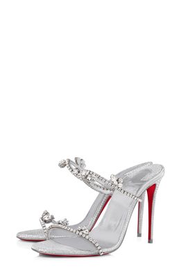 Christian Louboutin Just Queen Crystal Embellished Slide Sandal in Silver