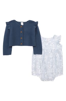 Nordstrom Bubble Bodysuit & Sweater Set in Blue Feather Floral- Blue
