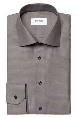Eton Slim Fit Crease Resistant Solid Textured Dress Shirt in Grey