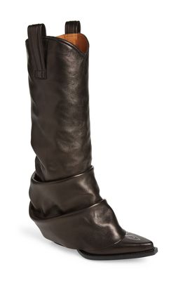 R13 Leather Sleeve Cowboy Boot in Black Leather