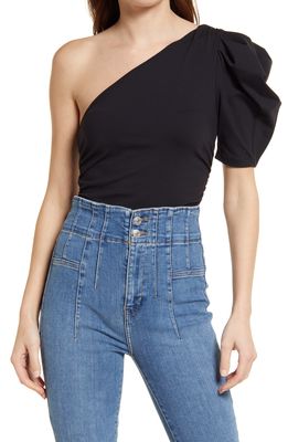Free People Somethin Bout You One-Shoulder Bodysuit in Black