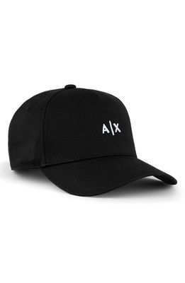 Armani Exchange Small Embroidered Logo Baseball Cap in Black